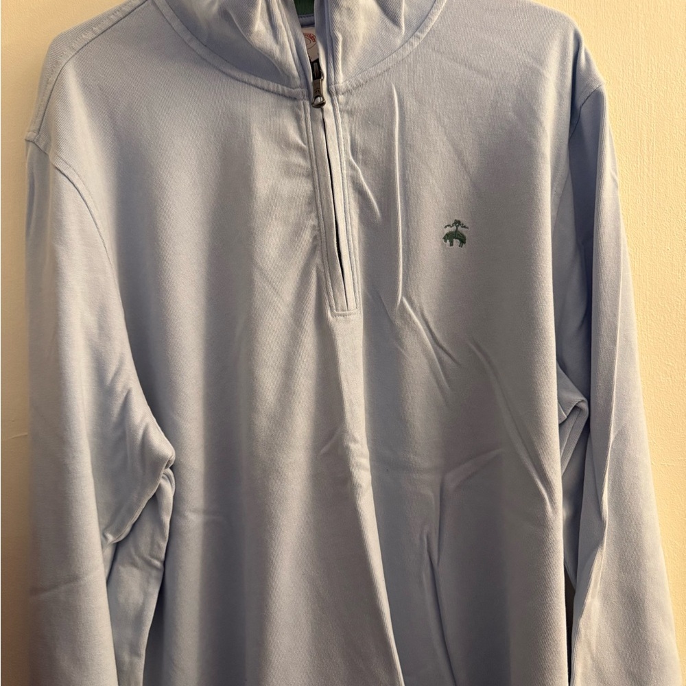 Brooks Brothers Light Blue and Green Half-Zip Pullover